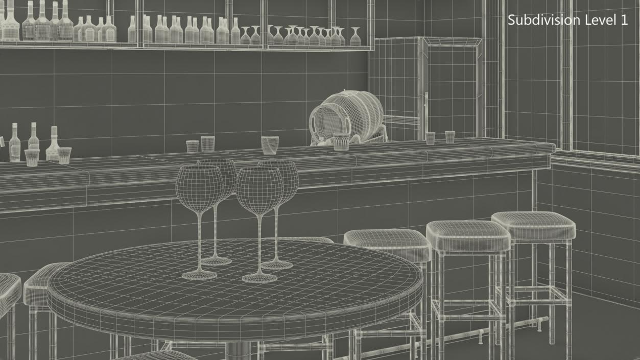 3D Modern Bar with Shelves model