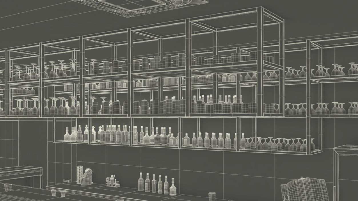 3D Modern Bar with Shelves model