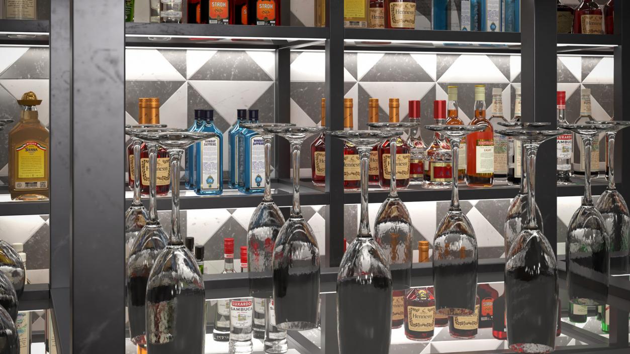 3D Modern Bar with Shelves model