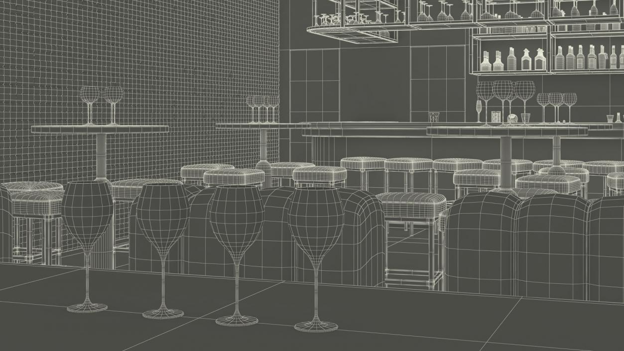 3D Modern Bar with Shelves model