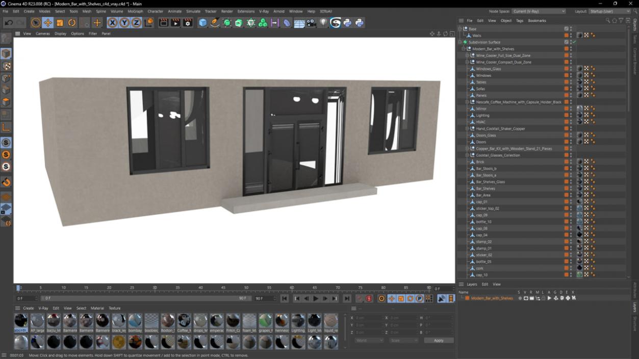 3D Modern Bar with Shelves model