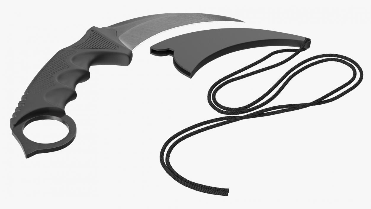 Combat Karambit Knife with Sheath Black 3D model