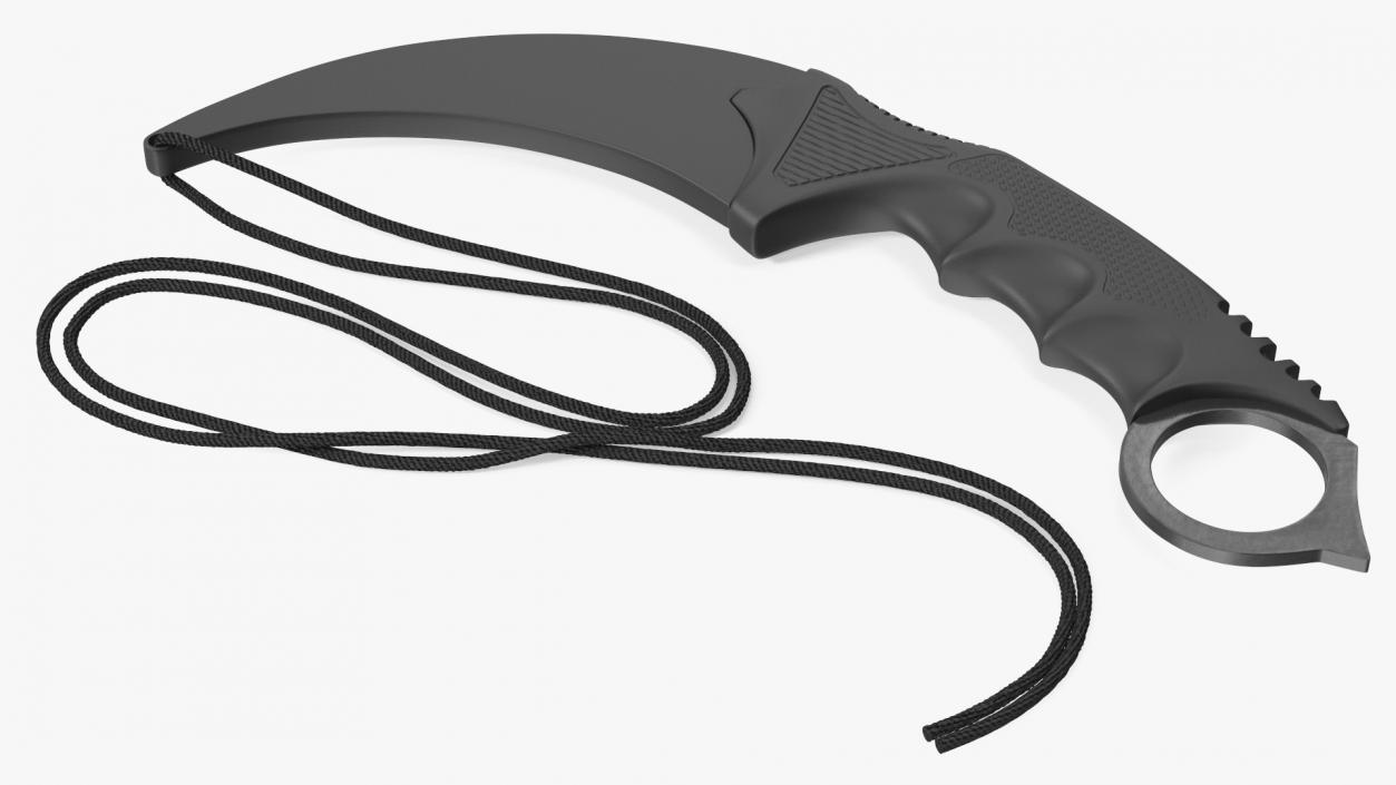 Combat Karambit Knife with Sheath Black 3D model