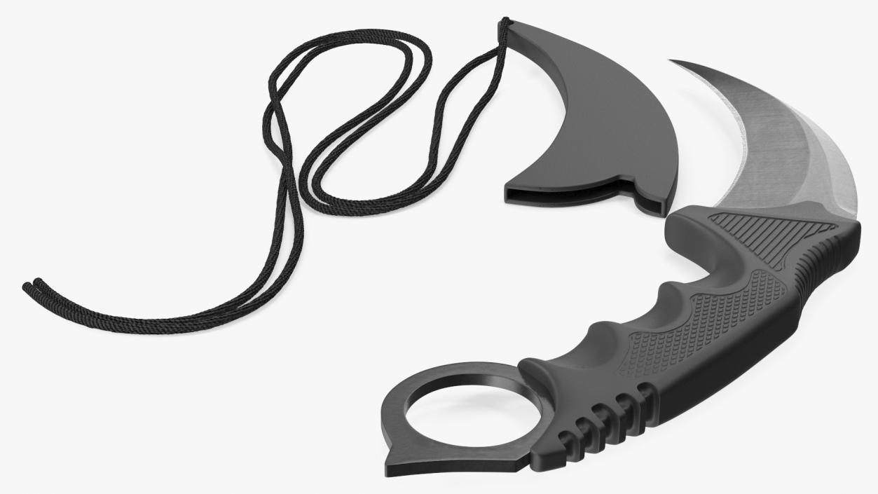 Combat Karambit Knife with Sheath Black 3D model