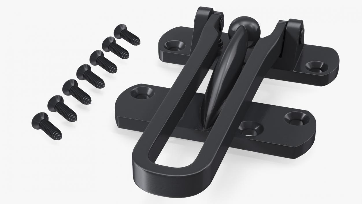 3D Security Door Latch Guard Black