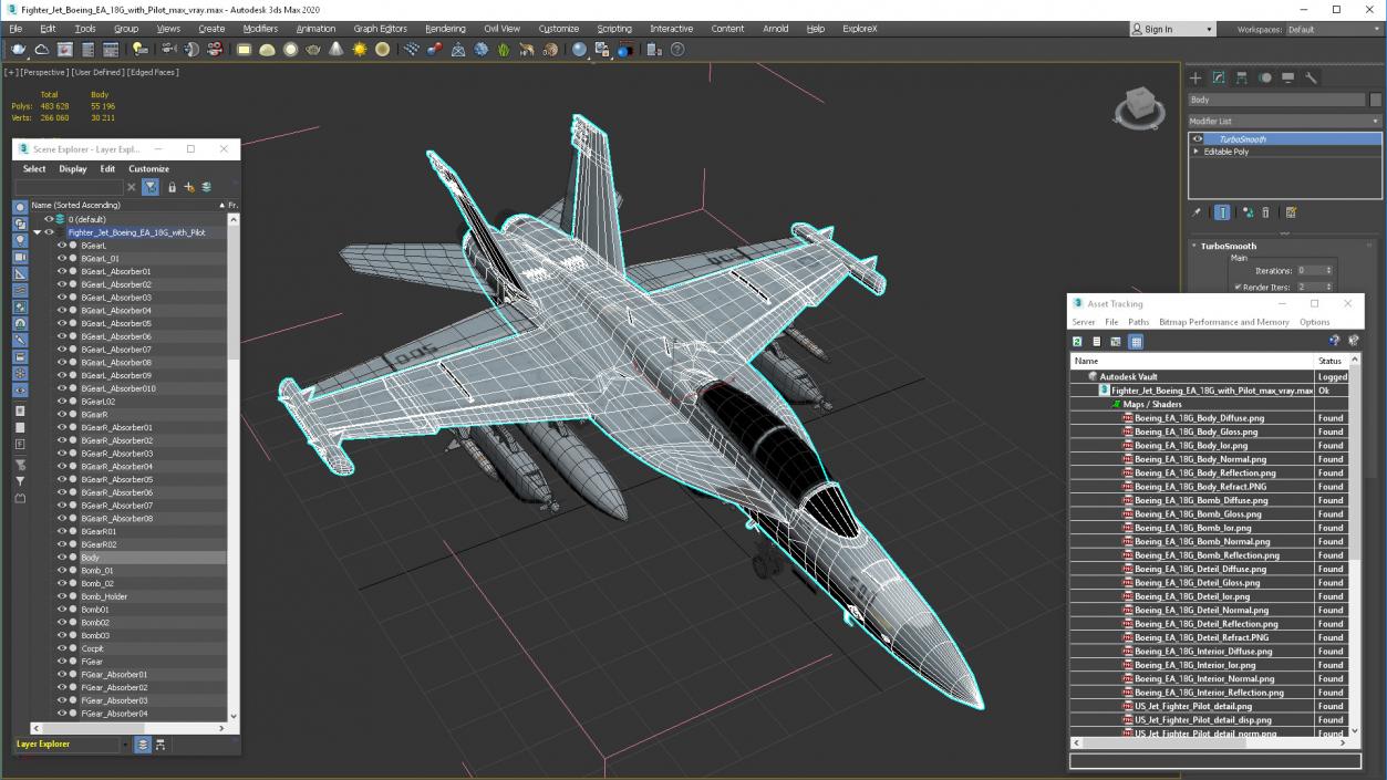 3D Fighter Jet Boeing EA 18G with Pilot