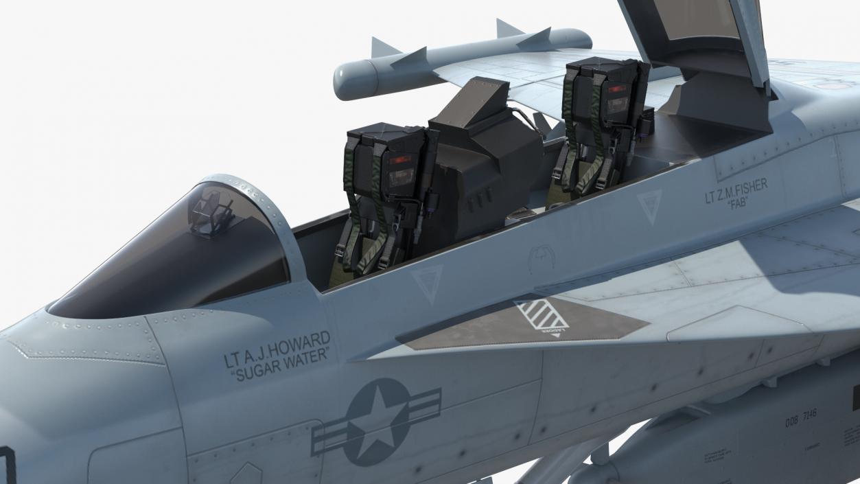 3D Fighter Jet Boeing EA 18G with Pilot