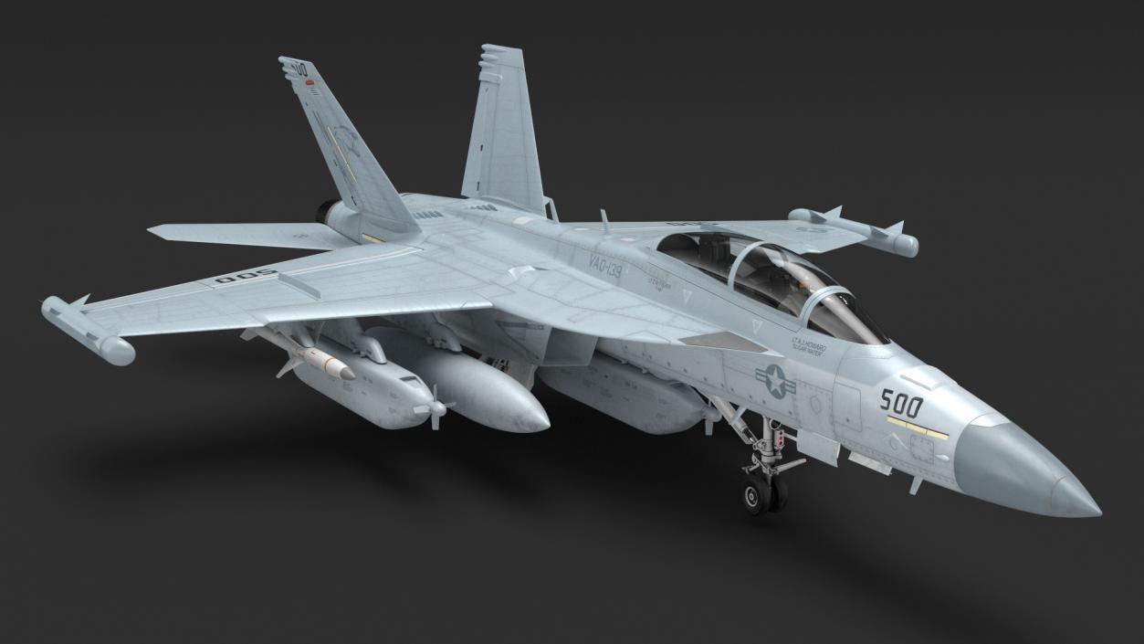 3D Fighter Jet Boeing EA 18G with Pilot