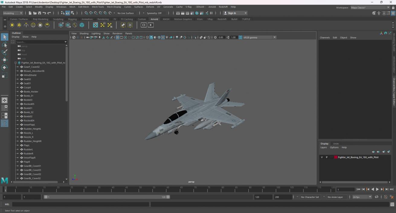 3D Fighter Jet Boeing EA 18G with Pilot