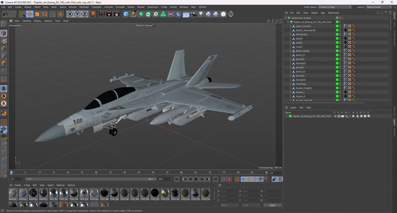 3D Fighter Jet Boeing EA 18G with Pilot