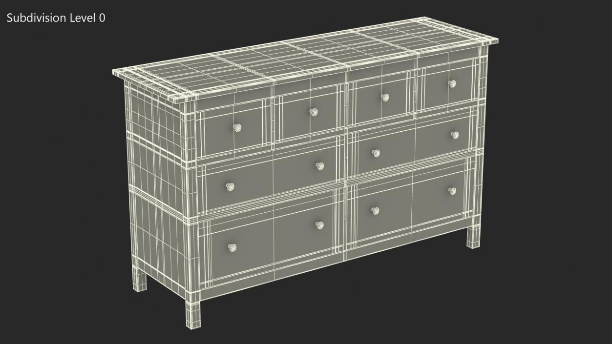 3D model Ikea Hemnes 8 Drawer Dresser White Stain