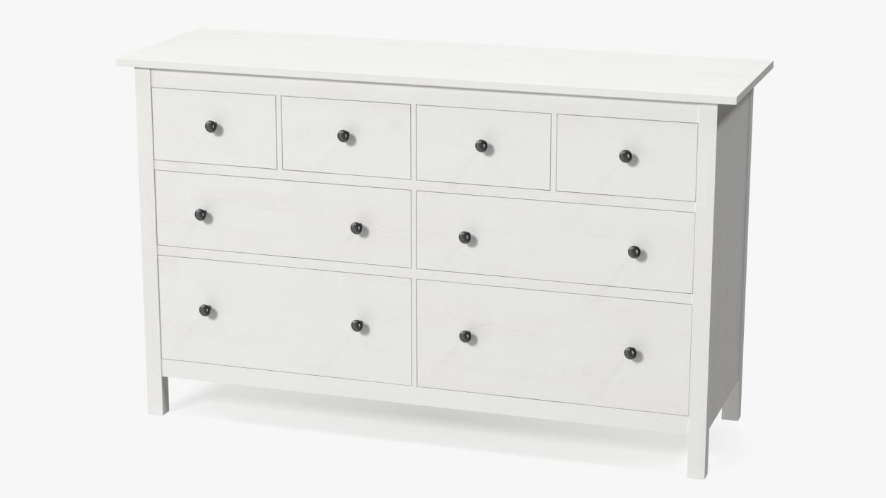 3D model Ikea Hemnes 8 Drawer Dresser White Stain