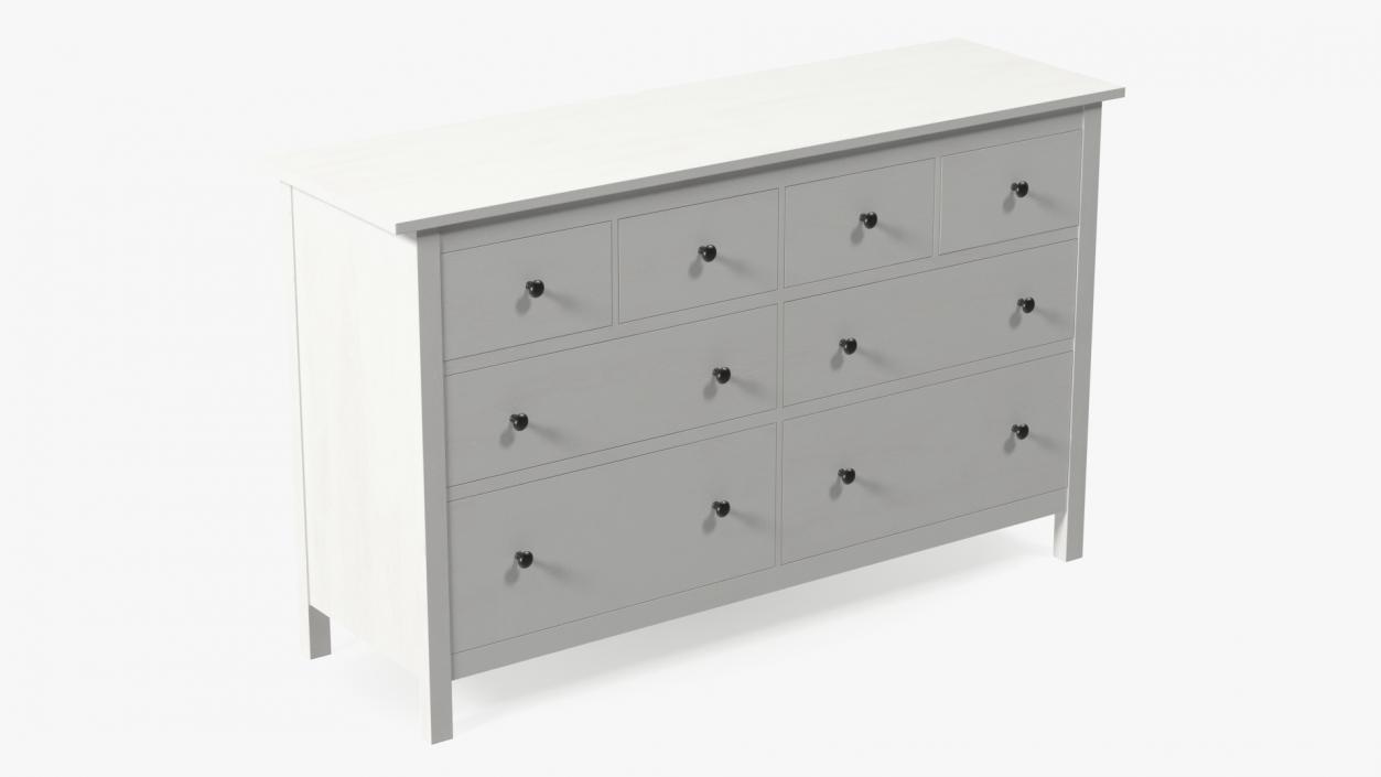 3D model Ikea Hemnes 8 Drawer Dresser White Stain