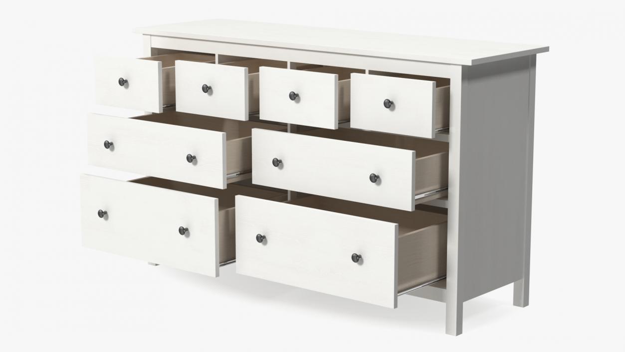 3D model Ikea Hemnes 8 Drawer Dresser White Stain