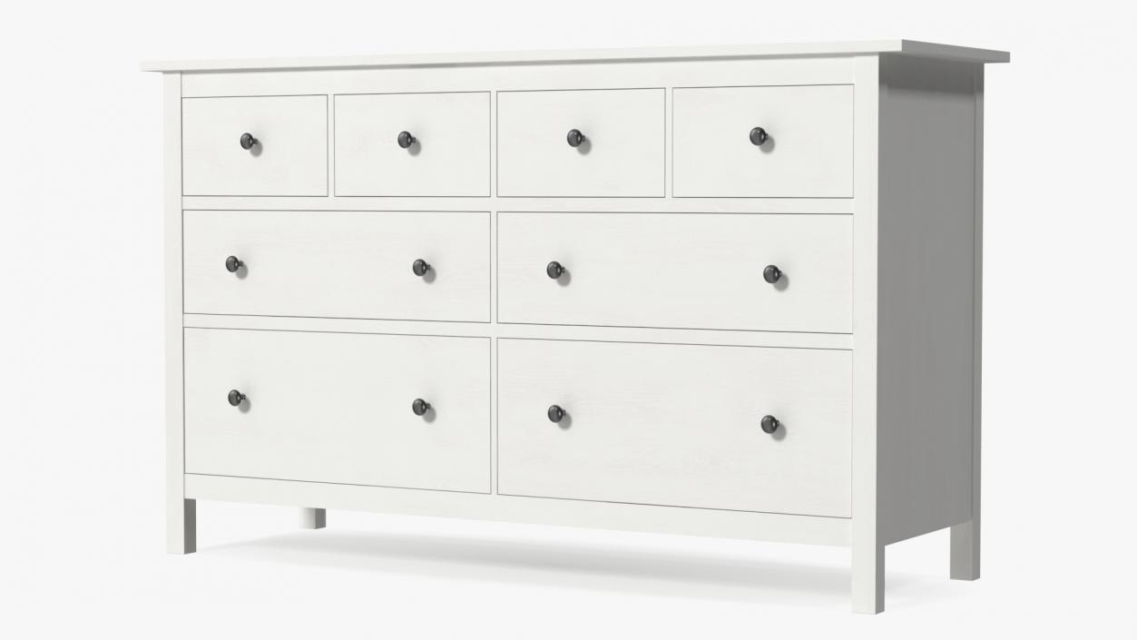 3D model Ikea Hemnes 8 Drawer Dresser White Stain