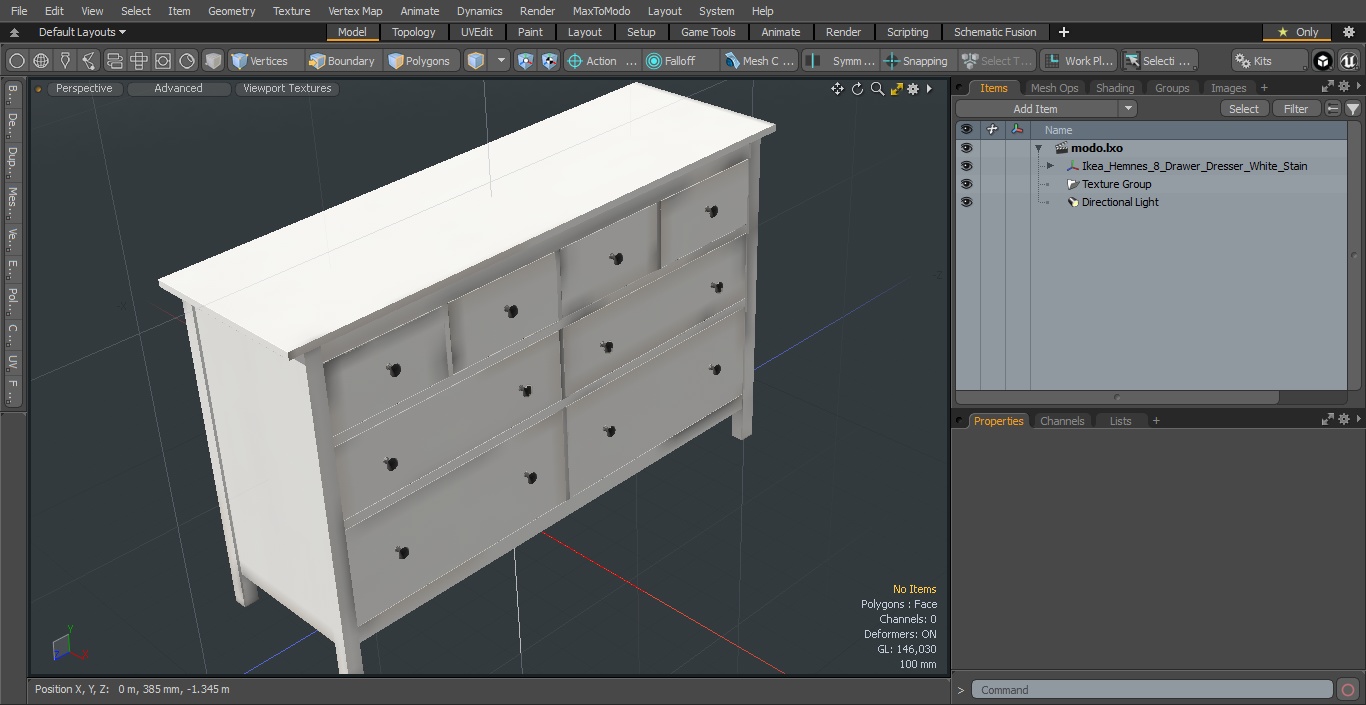 3D model Ikea Hemnes 8 Drawer Dresser White Stain