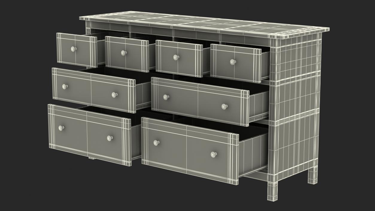 3D model Ikea Hemnes 8 Drawer Dresser White Stain