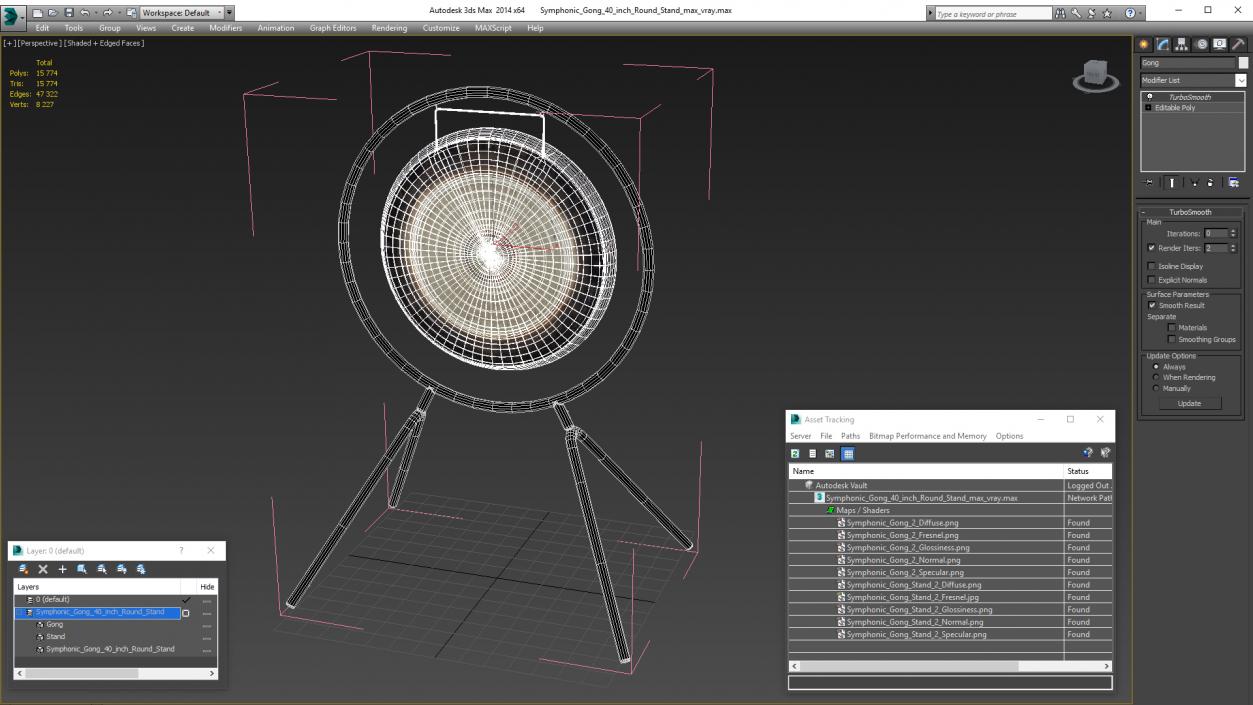 Symphonic Gong 40 inch Round Stand 3D model