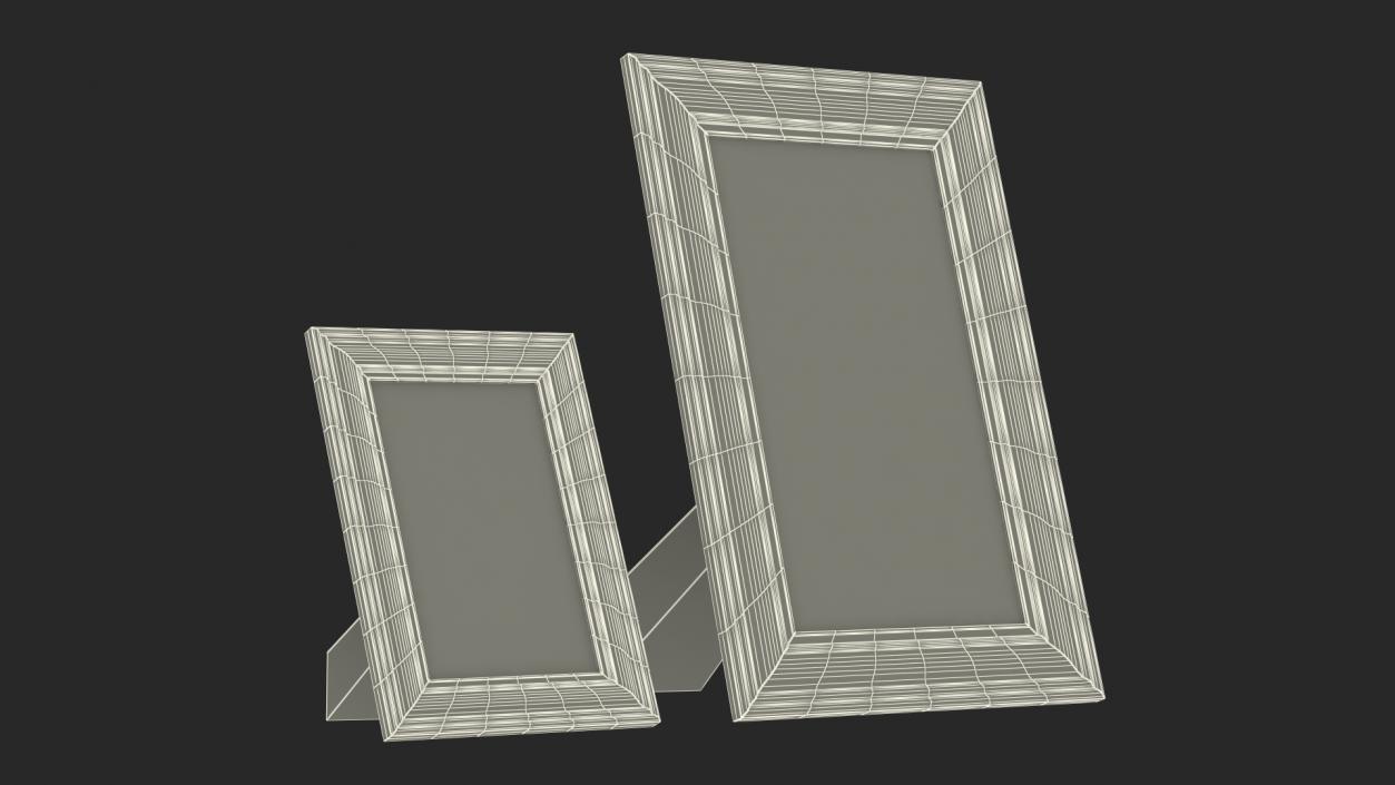 3D Golden Rectangle Photo Frames Set model