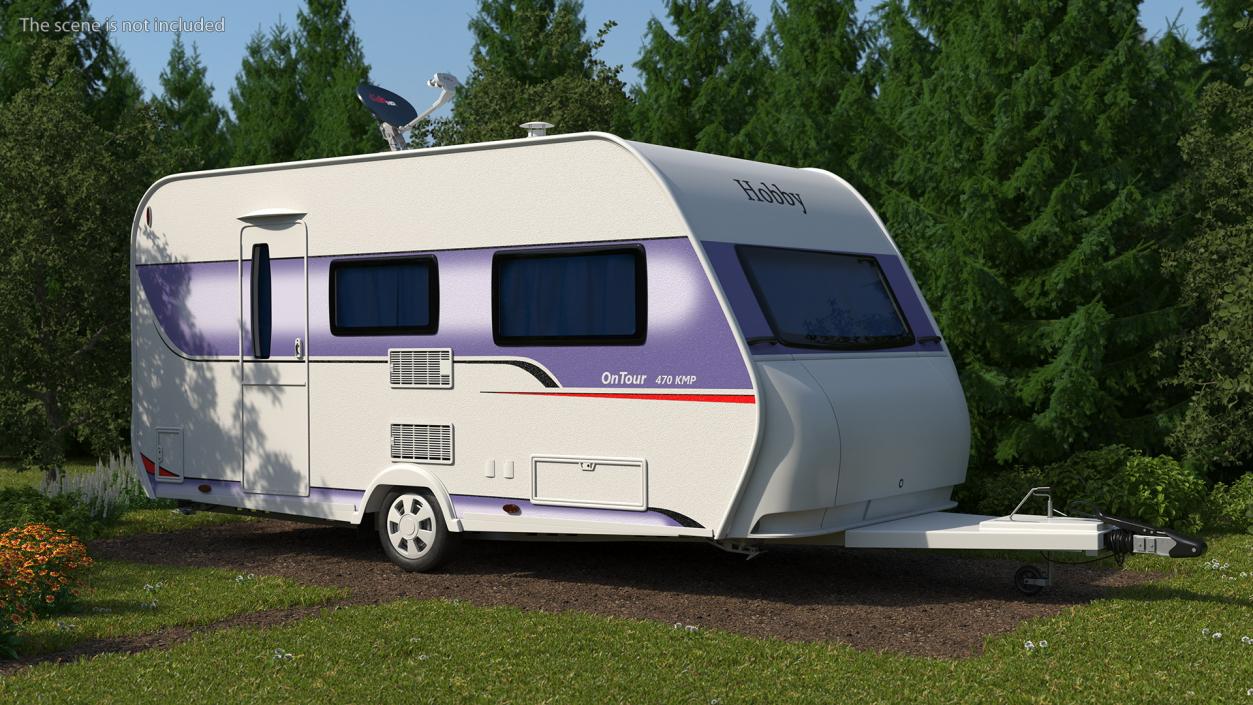 Hobby Caravan with Multi Satellite Antenna SK1000 3D model