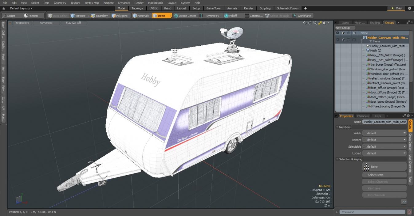 Hobby Caravan with Multi Satellite Antenna SK1000 3D model