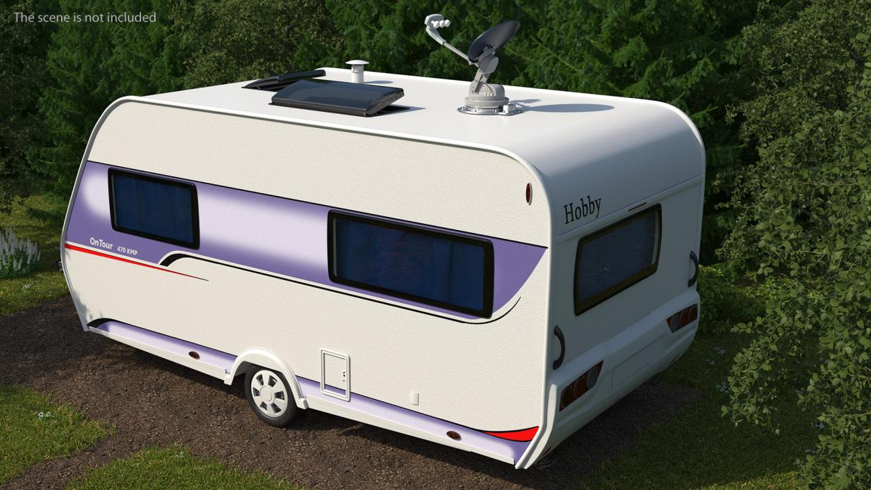 Hobby Caravan with Multi Satellite Antenna SK1000 3D model