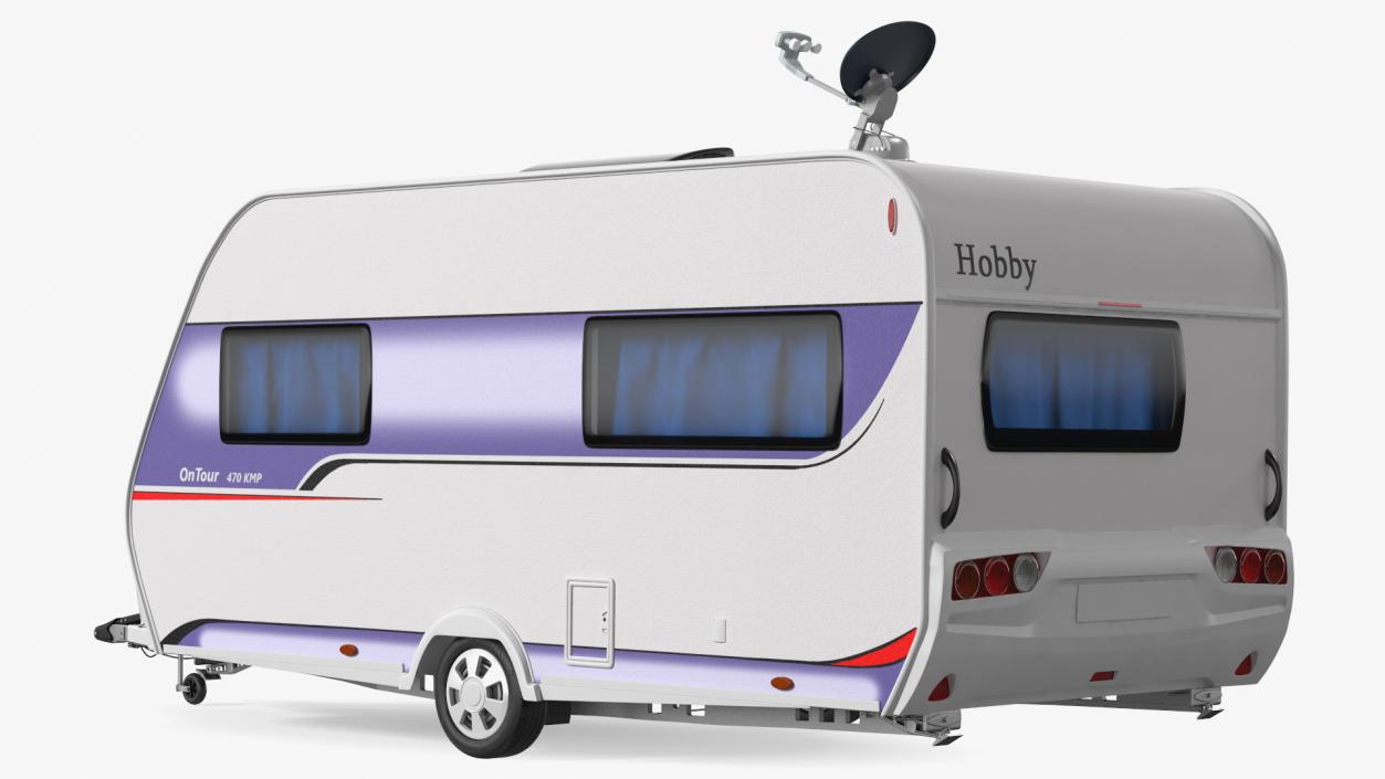 Hobby Caravan with Multi Satellite Antenna SK1000 3D model