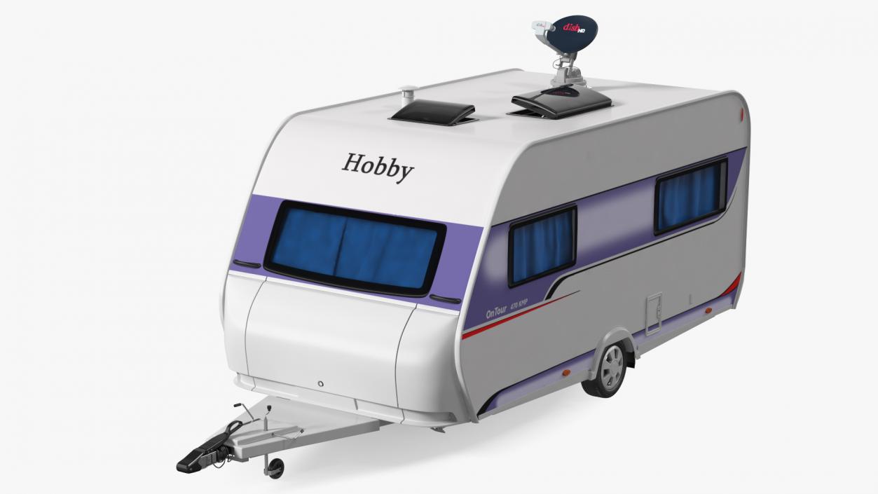 Hobby Caravan with Multi Satellite Antenna SK1000 3D model