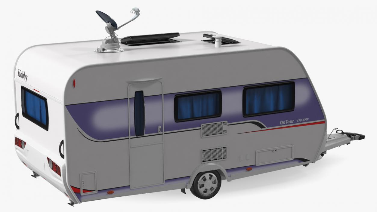 Hobby Caravan with Multi Satellite Antenna SK1000 3D model