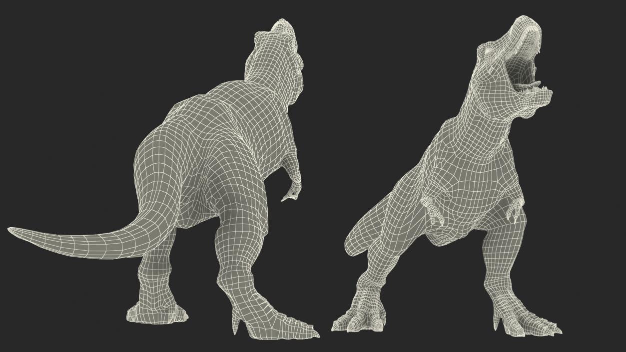 3D model Tyrannosaurus Rex Skeleton with Skin Standing Pose