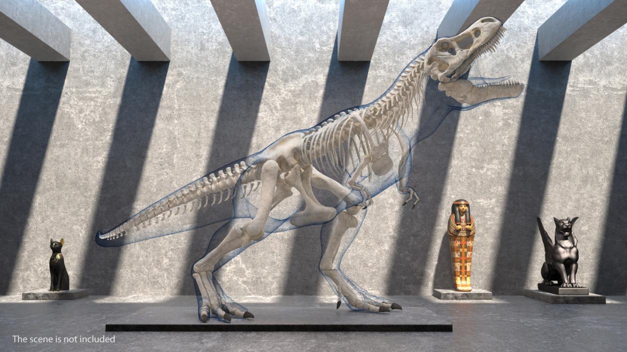 3D model Tyrannosaurus Rex Skeleton with Skin Standing Pose