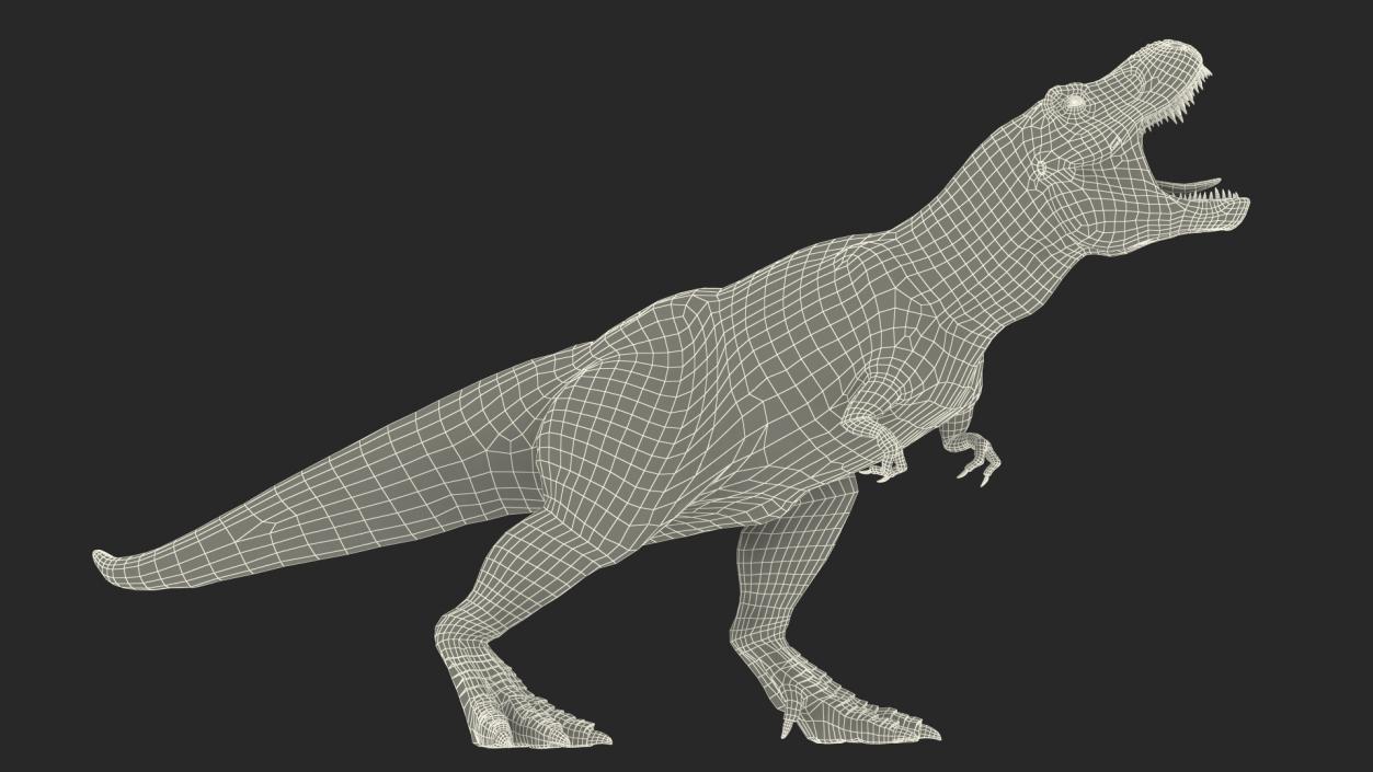 3D model Tyrannosaurus Rex Skeleton with Skin Standing Pose