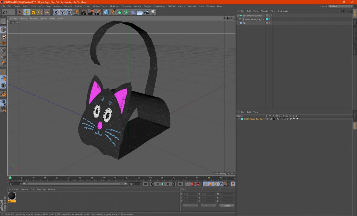 Craft Paper Toy Cat 3D model