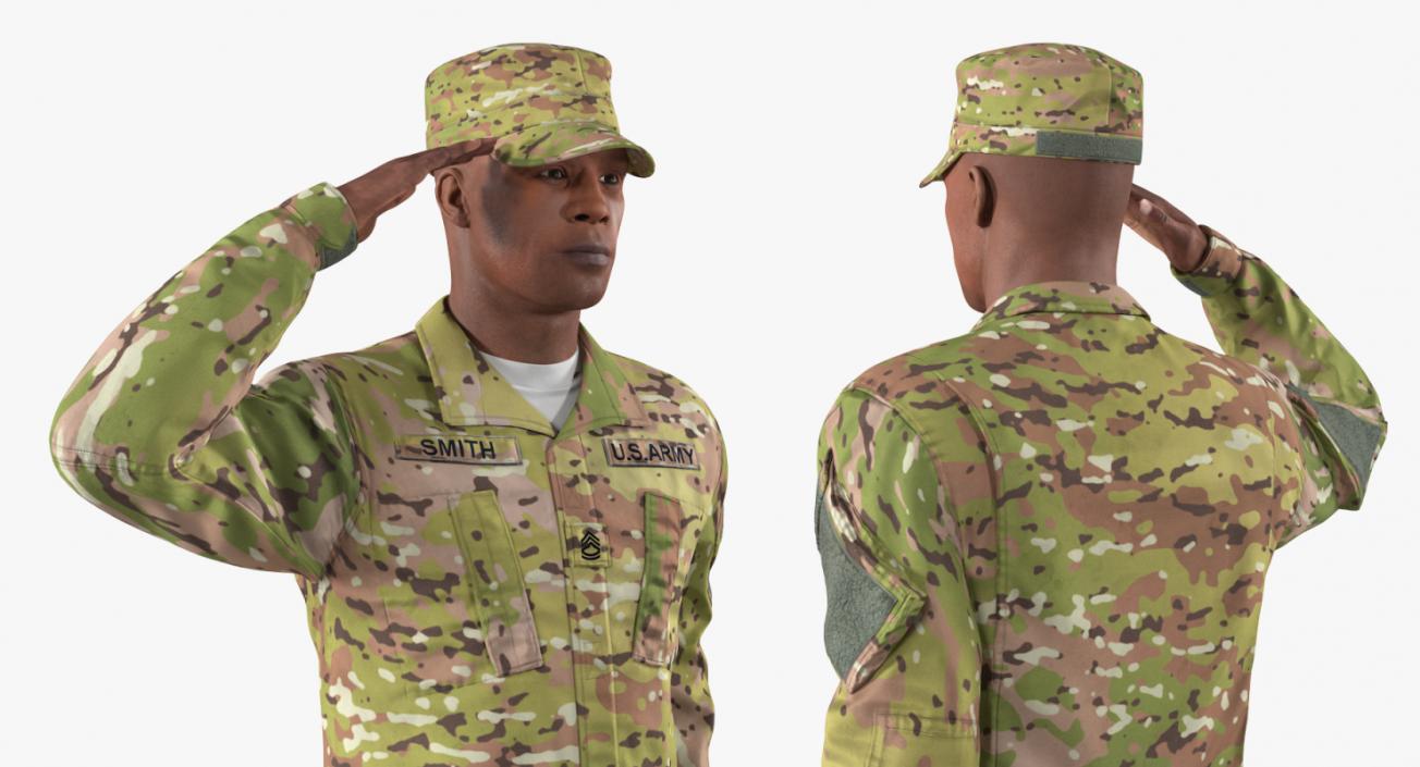 US Army Black Soldier Camo Saluting Fur 3D model