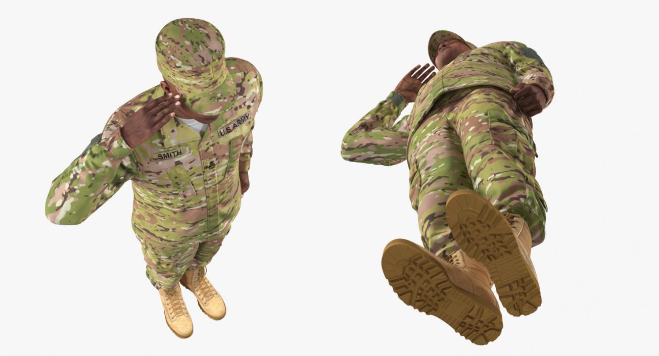 US Army Black Soldier Camo Saluting Fur 3D model