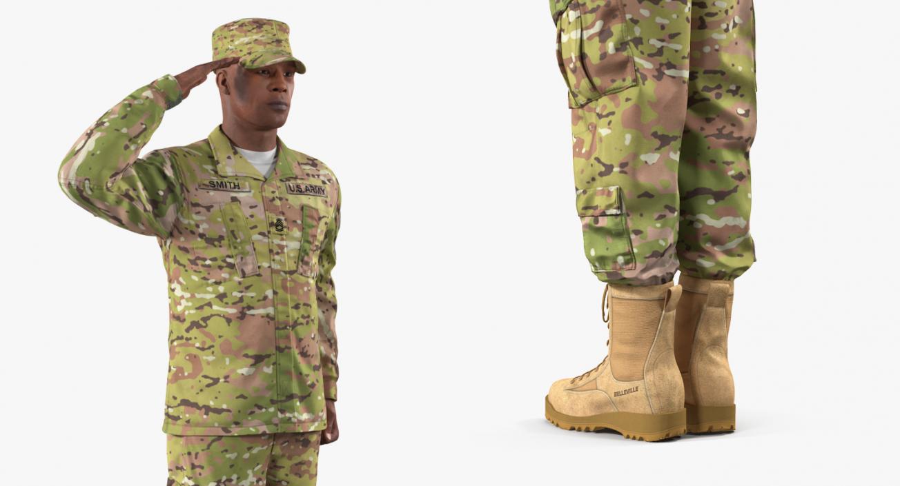 US Army Black Soldier Camo Saluting Fur 3D model