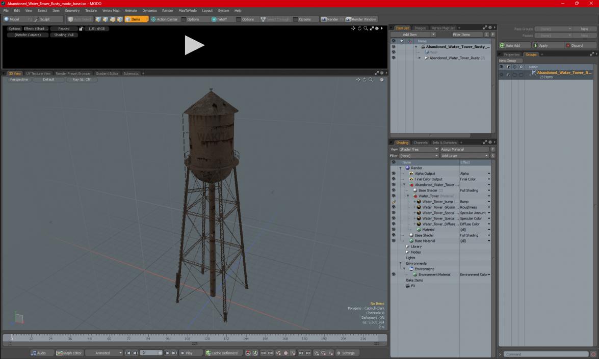 Abandoned Water Tower Rusty 3D