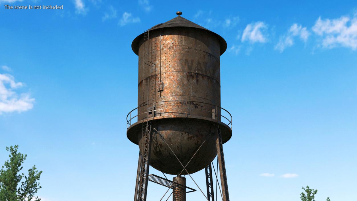 Abandoned Water Tower Rusty 3D