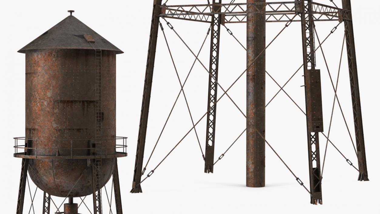 Abandoned Water Tower Rusty 3D