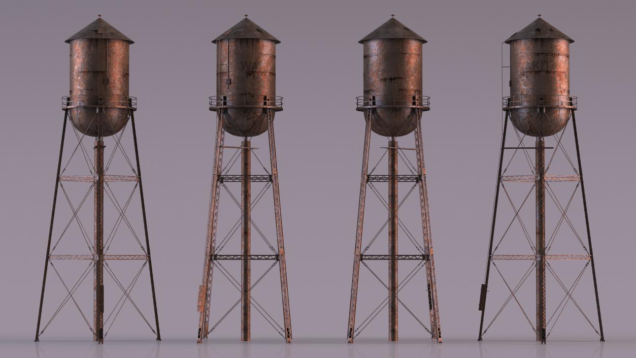 Abandoned Water Tower Rusty 3D