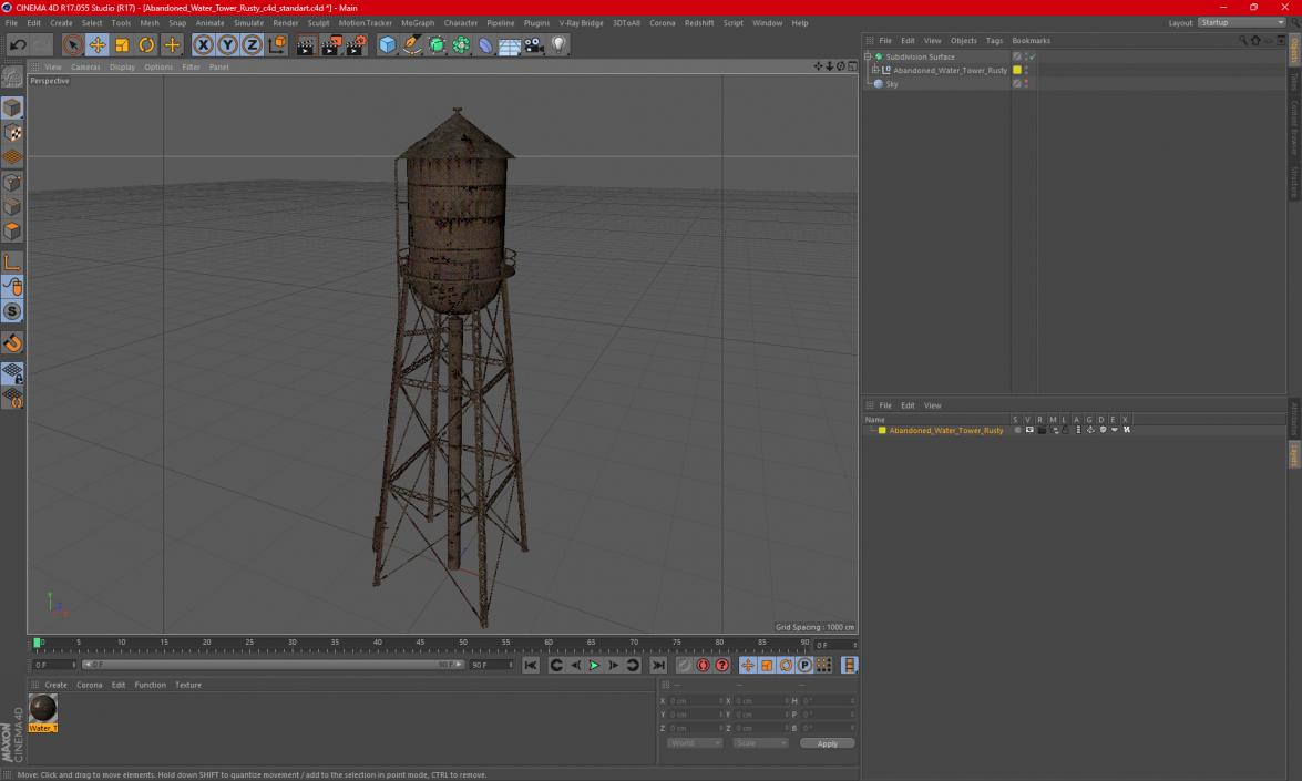 Abandoned Water Tower Rusty 3D