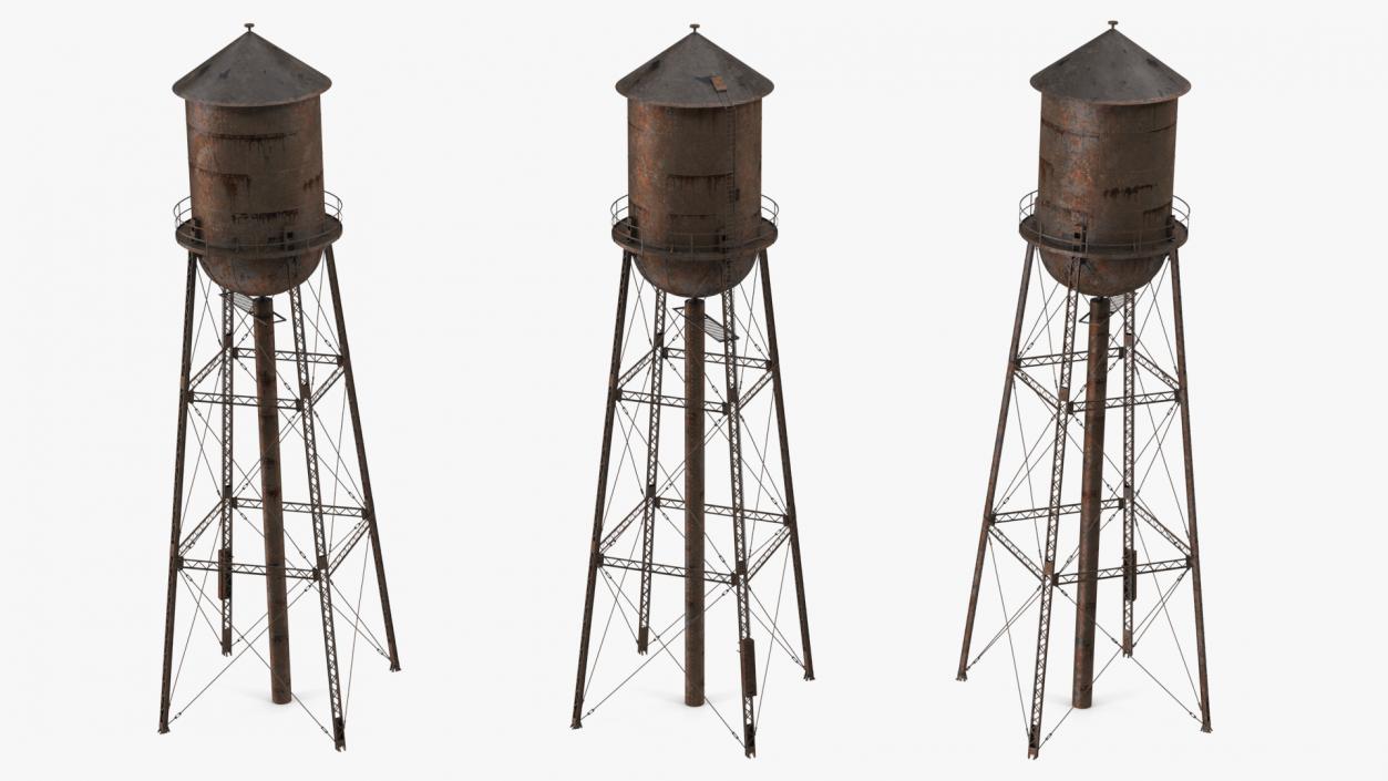 Abandoned Water Tower Rusty 3D