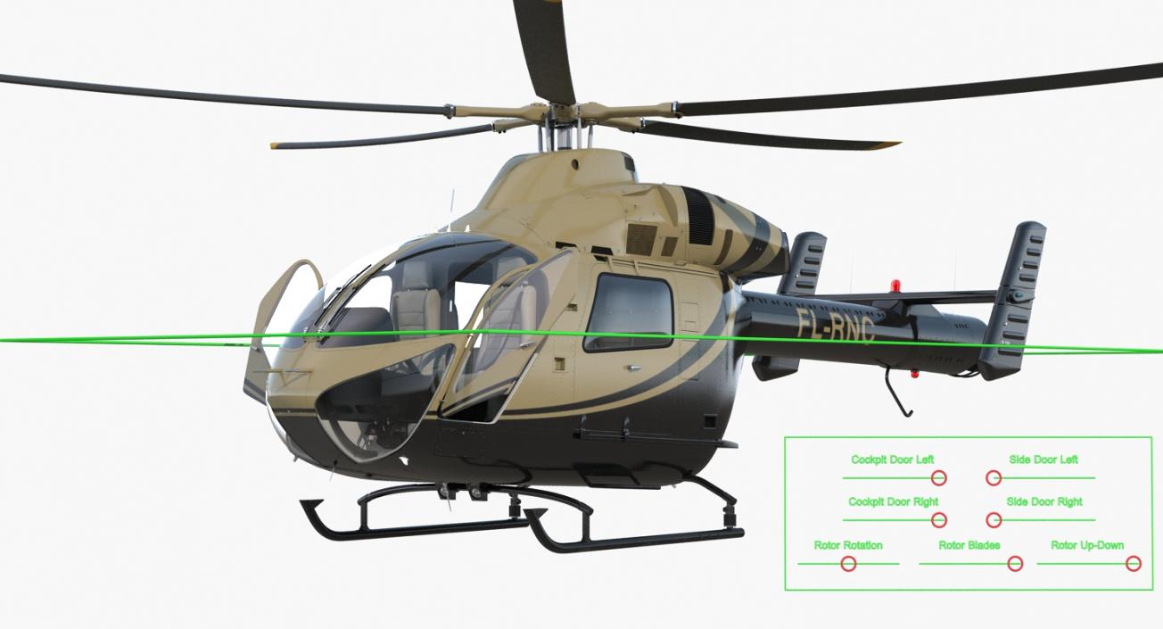 Rigged Private Helicopters Collection 4 3D model