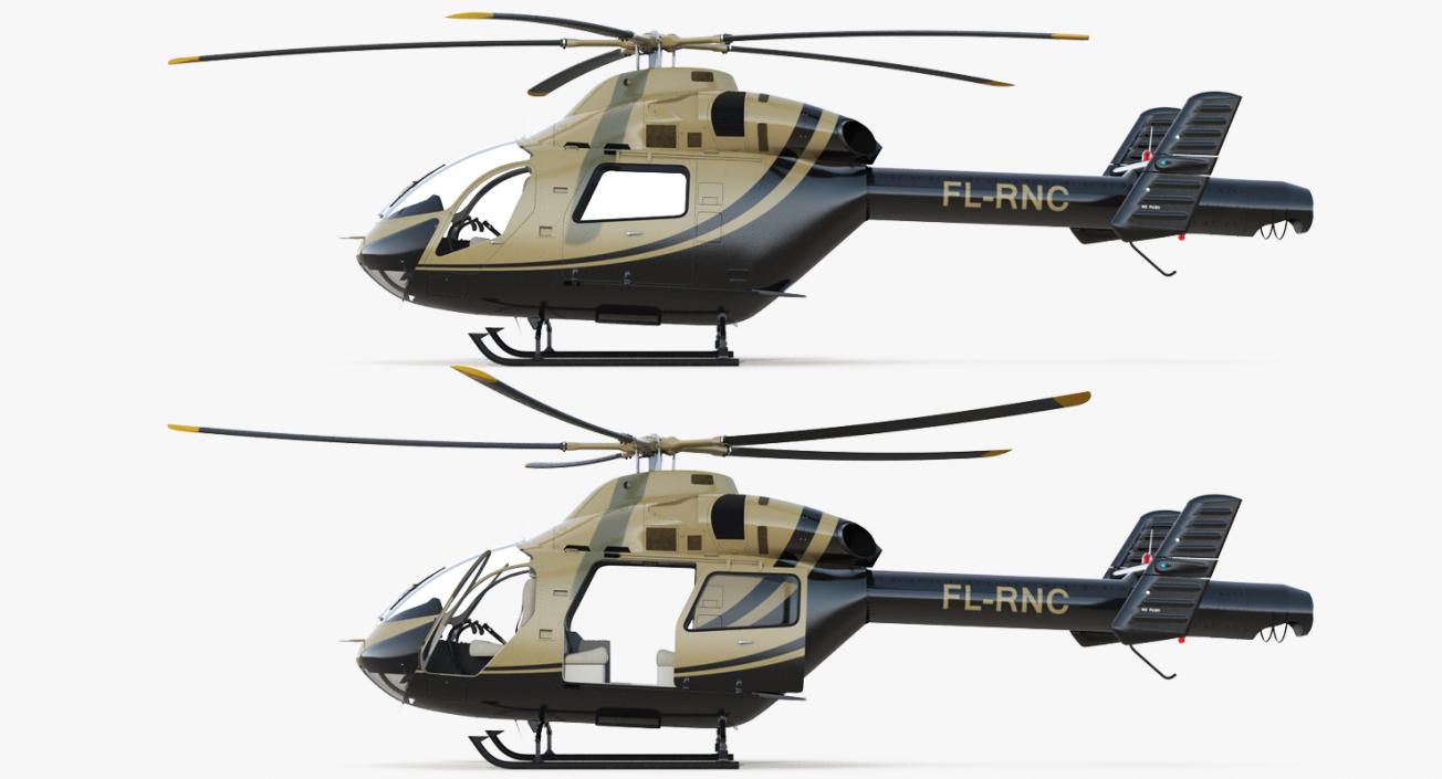 Rigged Private Helicopters Collection 4 3D model