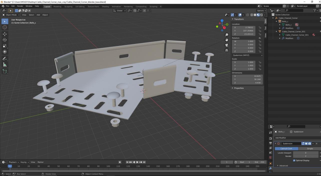 3D model Cable Channel Corner