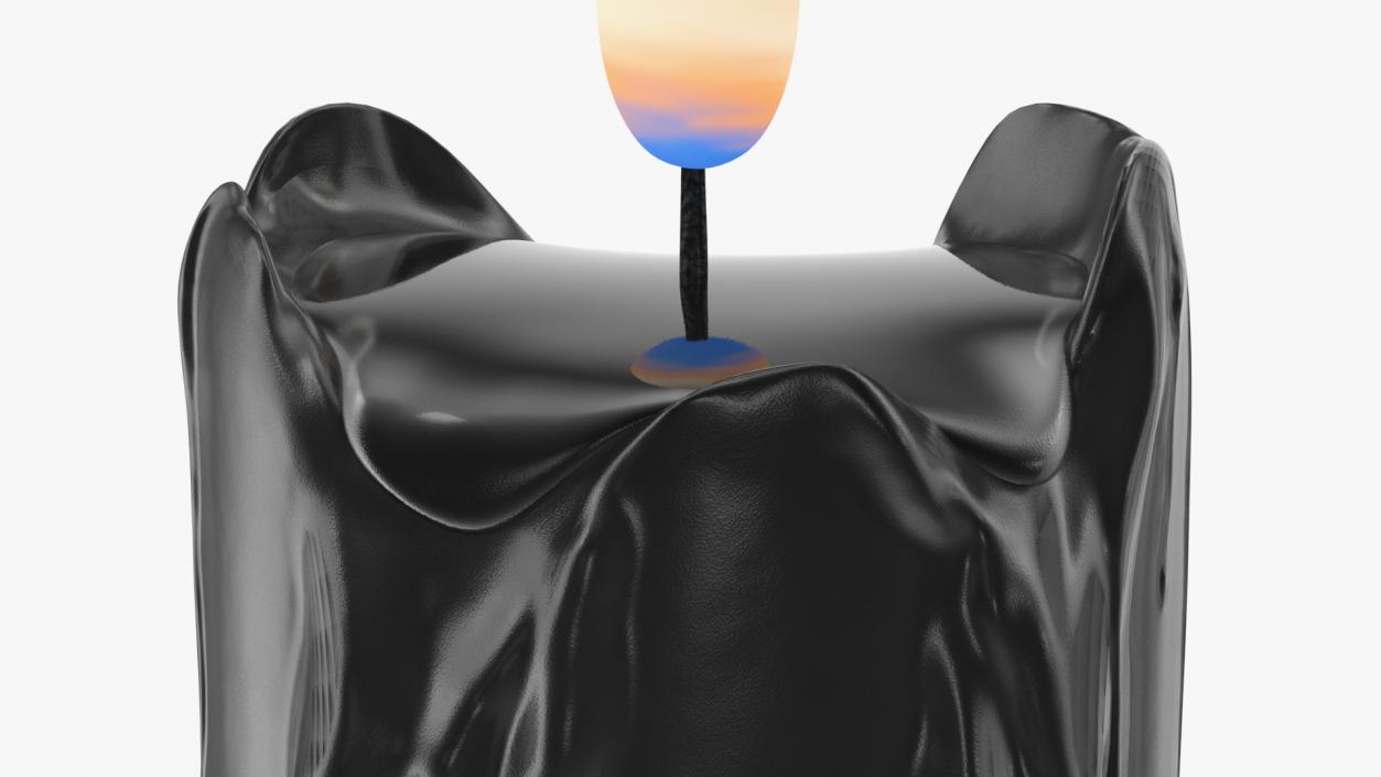 3D Half Burned Candle with Flowing Wax Black