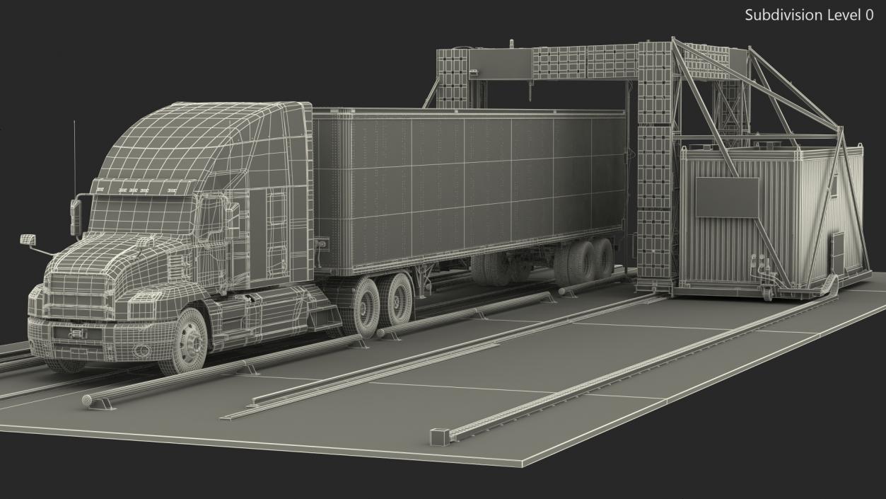 3D Gantry Inspection System with Semi Trailer Truck model