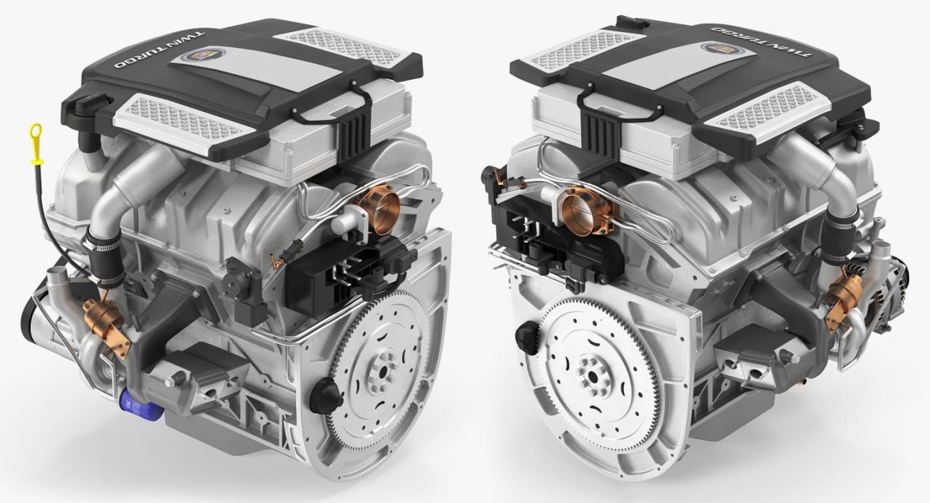 3D Cadillac Twin Turbo V6 Car Engine model