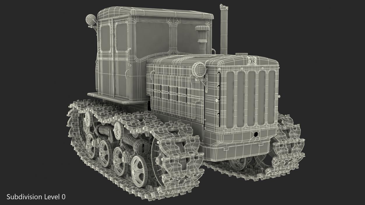 3D Old Soviet Tractor model