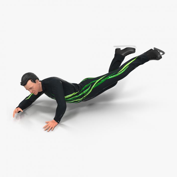 3D Male Figure Skater 2 Falling Down model